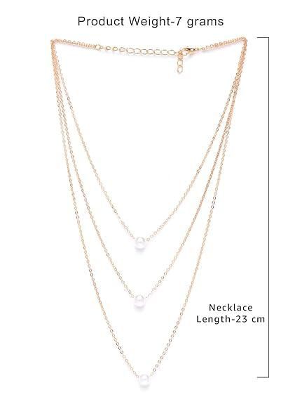 ARYAMI Elegant 3-Layer Pearl Pendant Necklace for Women – Lightweight Rose Gold Finish