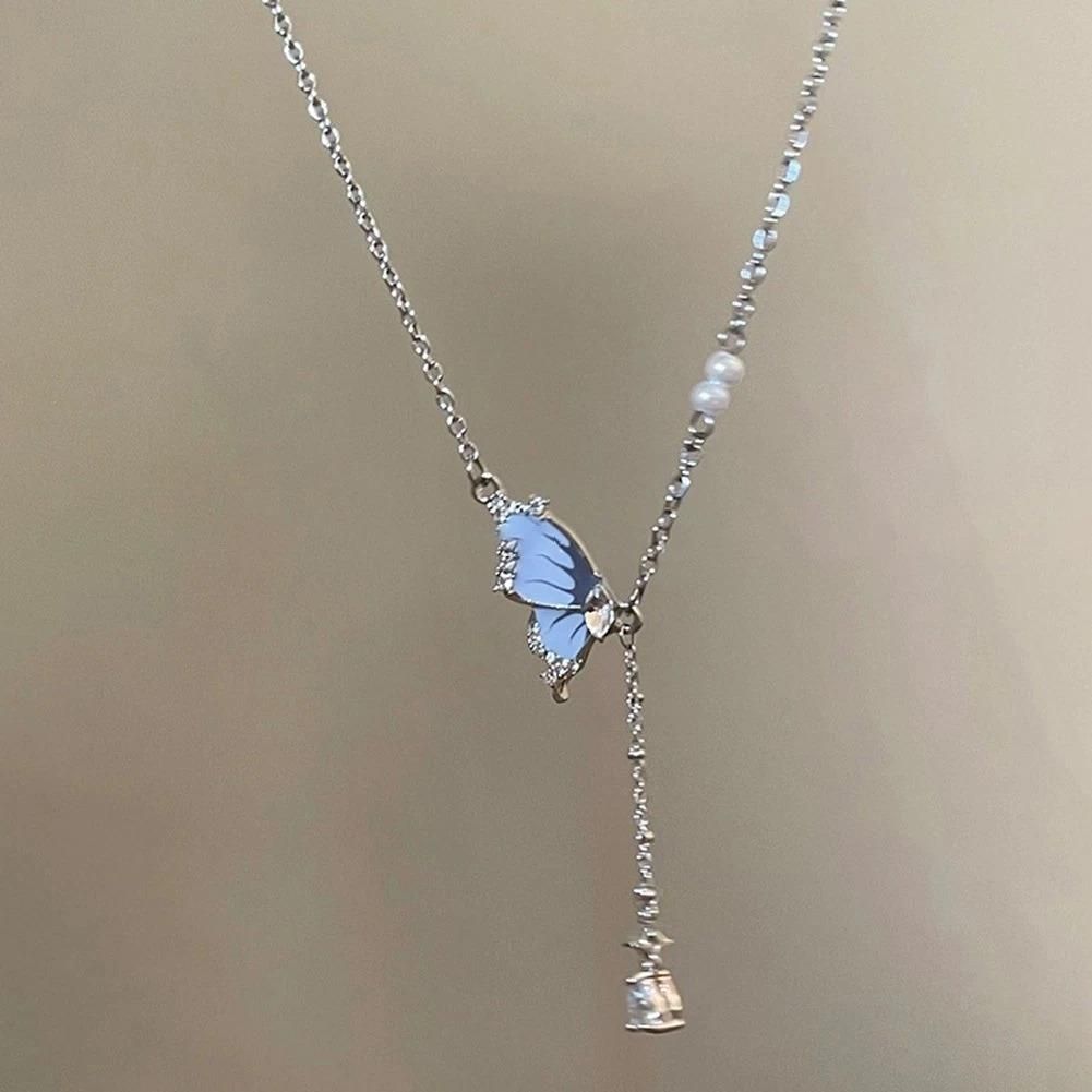 ARYAMI™ Elegant Butterfly Drop Necklace for Women – Premium Silver Finish