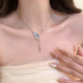 ARYAMI™ Elegant Butterfly Drop Necklace for Women – Premium Silver Finish