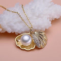 ARYAMI™ Elegant Pearl Shell Pendant Necklace for Women – Rose Gold Finish
