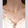 ARYAMI™ Elegant Butterfly Double Layer Necklace for Women – Lightweight Gold Finish