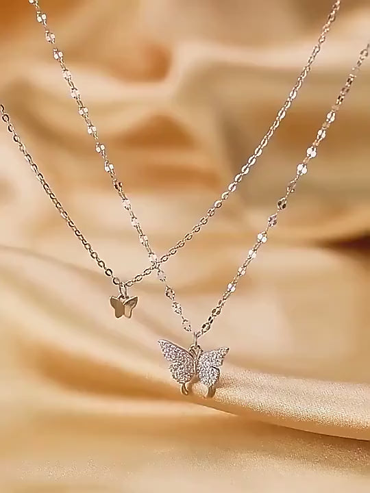 ARYAMI™ Elegant Butterfly Double Layer Necklace for Women – Lightweight Gold Finish